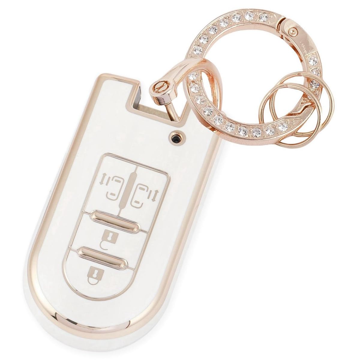 【送料無料】[YANMW] キーケース適合トヨタダイハツ タンク ルーミー キー カバー タント タントカスタム ウェイク 新型ムーヴ キャンバス ムーヴカスタム スマートキーケース キラキラ (4ボタン、ホワイト)