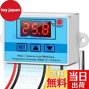 【2024先行登場】MdskGang温度コントローラー デジタルLEDサーモスタット W3002 ミニ自動制御温度計 AC110V温度調節器 -50度〜110度加熱冷却制御スイッチリレー、±0.1度の高精度測定用防水NTC温度センサー付き・4種類の機能設定・パネル取り付けが容易 & 高い耐久性・設