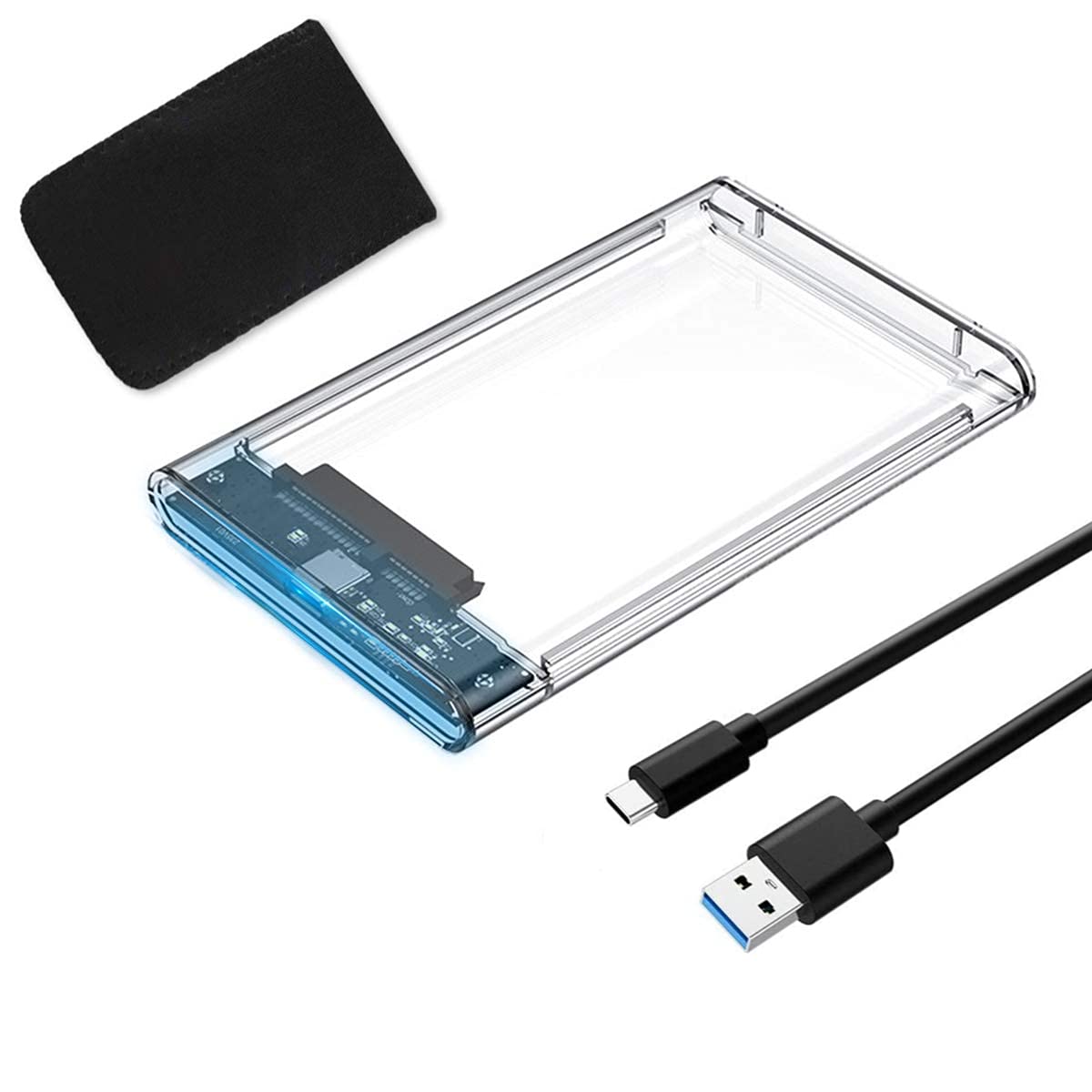 YFFSFDC Type-C 2.5インチ HDD/SSDケース USB3.1 Gen1 ドライブケース SATA III 外付けハードディスク 6Gbps 高速データ転送 UASP対応 透明シリーズ ポータブル SSD ドライブ ケース SATA USB 変換ボックス ネジ&工具不要 簡単着脱 Mac Windows Linux PS4 PS3 XBox HDTV