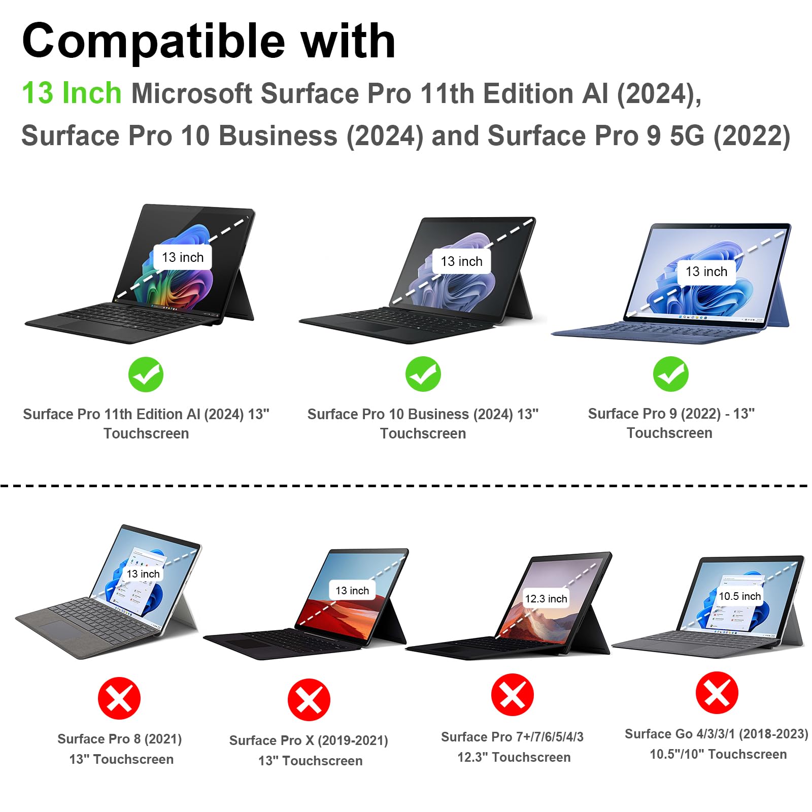 Fintie for New Microsoft Surface Pro 11 / Pro 10 2024 / Surface Pro 9 / Pro 9 5G 2022 13インチ ケース タイプカバー ソフトTPU 全面保護型 スタンド保護機能付き キックスタンドケース 軽量 薄型 耐衝撃（1ブラック）