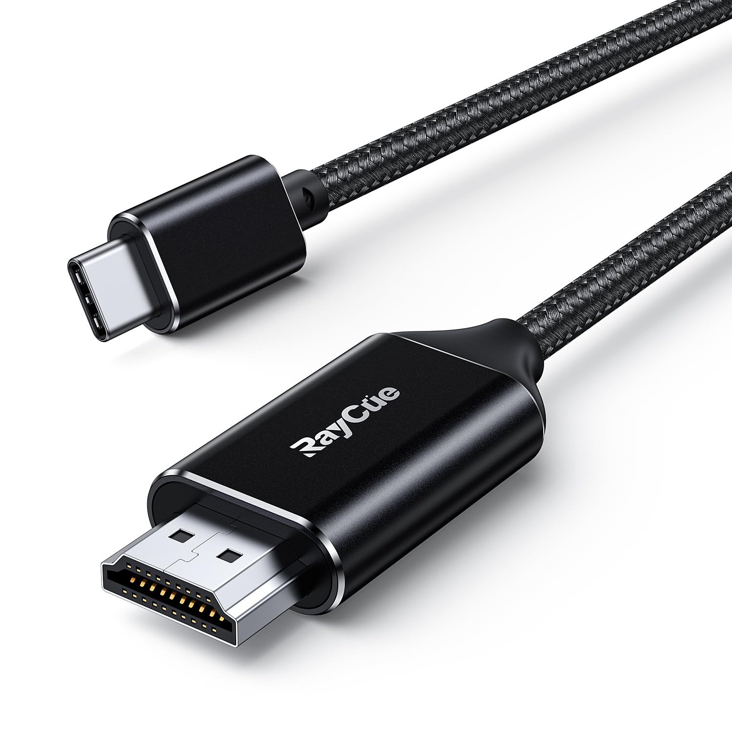 【送料無料】RayCue USB C HDMI 変換ケーブル 2M 4K@30Hz 変換コネクタ 設定不要 ナイロンコード Thunderbolt 3/4 MacBook Pro/MacBook Air iPhone15 Proなど タイプC パソコン/タブレットスマホ対応 娯楽用 在宅勤務 職場用 ブラック
