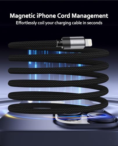 Magtame ライトニングケーブusb-c 磁気自動収納 タイプcライトニング 金属製コネクタ iphone- 充電ケーブルタイプc MFi認証 lightning usb-c高耐久二重ナイロン急速充電 iPhone14/13/12/11/X/Pro Max/iPad/AirPods/等対応(ブラック-1.5M)