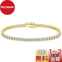 KRKC&CO 3mm テニスブレスレット レディース ブレスレット S925シルバージルコニア K14金メッキ CZダイヤ 腕輪 メンズ ブレス ヒップホップ...