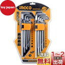 INGCO 六角棒レンチ トルクスレンチセット いじり止め L型レンチ 18本組 スパナセット 六角 レンチ セット HHKSET0181
