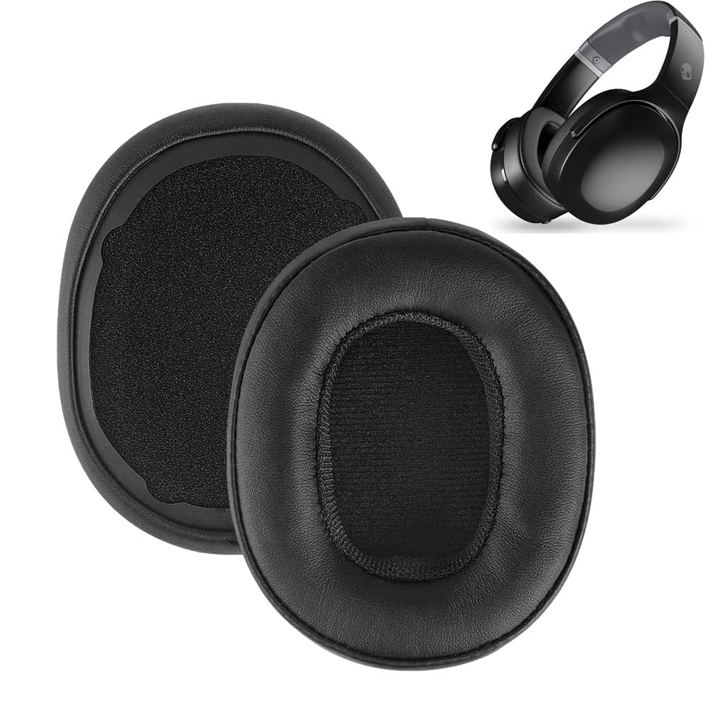 【送料無料】イヤーパッド FOR Skullcandy Crusher Wireless/Evo/ANC & Hesh 3/ANC/Evo & Venue ANC Wireless Over-Ear に対応 交換 用 ヘッドホンパッド 防止音漏れ防止 1組 なんしつ 高密度フォームRuiMi（ブラック）