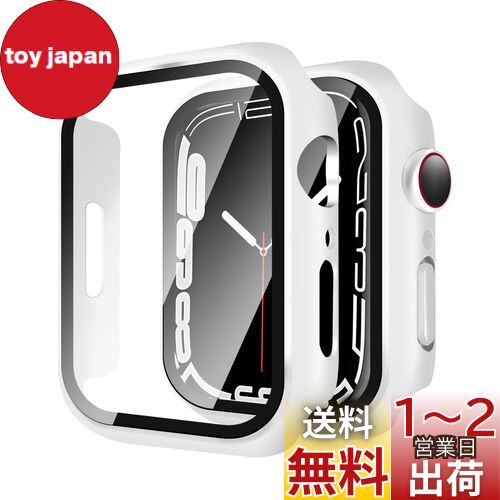 【2024改良ケース】YUGYUG 対応 アップルウォッチSE2/SE/6/5/4 カバー 40mm Apple Watch SE2/SE/6/5/4 カバー 40mm PC素材 アップルウォッチ ケース ガラスフィルム 一体型 日本旭硝子材 二重構造 Apple Watch ケース 全面保護 強化ガラス キズ防止(40mm,ホワイト)