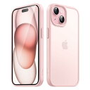 JEDirect マットケース iPhone 15 6.1インチ用 耐衝撃性ミリタリーグレードの落下防止 つや消しの半透明の背面電話カバー 指紋防止 (ピンク)