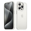 JEDirect マットケース iPhone 15 Pro 6.1インチ用 耐衝撃性ミリタリーグレードの落下防止 つや消しの半透明の背面電話カバー 指紋防止 (ホワイト)