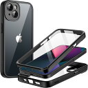 【送料無料】JEDirect iPhone 13用 ケース 6.1インチ 強化ガラスフィルム内蔵 360°全面高耐久保護 耐衝撃性 頑丈なスマホカバー クリアバック (ブラック)