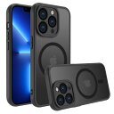 iPhone 13 Pro ケース スマホカバー マット半透明 マグネット搭載 ワイヤレス充電 耐衝撃 指紋防止 滑り止め 米軍MIL規格・Magsafe対応 アイフォン13 Pro 用カバー インチ PinLiSheng (ブラック, iPhone 13 Pro)
