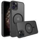 iPhone 11 Pro ケース スマホカバー マット半透明 マグネット搭載 ワイヤレス充電 耐衝撃 指紋防止 滑り止め 米軍MIL規格・Magsafe対応 アイフォン 11 Pro用カバー インチ PinLiSheng (ブラック, iPhone 11 Pro)