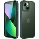 JEDirect マットケース iPhone 13 Mini 5.4インチ 耐衝撃性ミリタリーグレードの落下防止 つや消しの半透明の背面電話カバー 指紋防止 (濃い緑色)