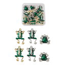 【送料無料】Beadthoven 蛙チャーム 18個/箱 グリーン 緑 カエル 合金エナメルペンダント ラインストーン付き かわいい 動物 アニマル チャームパーツ アクセサリー ジュエリー用 DIY ハンドメイド 手芸材料 手作り素材 クラフト用品 22~33x19~22x6mm