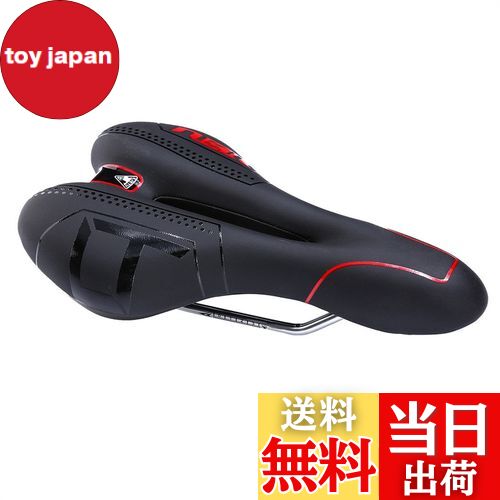 【送料無料】ZHIQIU 自転車用ソフトサドル 穴あき スポーツクッション カラーサドル マウンテンバイク、ロードバイク、折り畳み自転車に適応 通気性 蒸れ対策 衝撃吸収 取付便利 (ブラック/レッド)