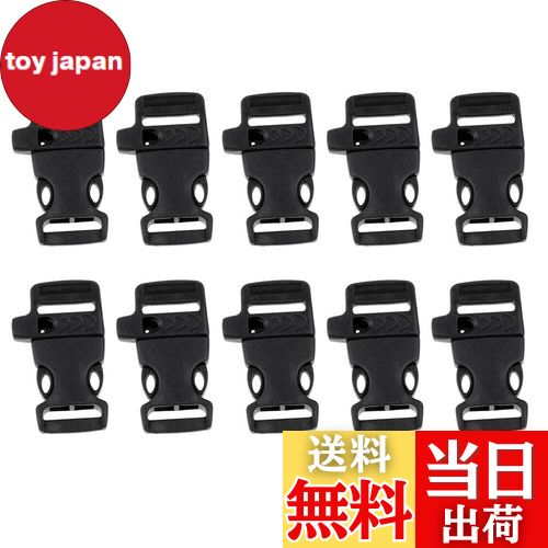 【送料無料】[Fityle] 10個 サイドリリース バックル ホイッスル キャンプ アウトドア用 ブラック, 5.5..