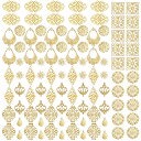 サムコス 透かし パーツ 100個セット ゴールド 花 月 雫 四角 三角 DIY ハンドメイド イヤリング ピアス かんざし ビジュー 台座 アクセサリー 金...