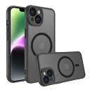 iphone 14 ケース スマホカバー マット半透明 マグネット搭載 ワイヤレス充電 耐衝撃 指紋防止 滑り止め 米軍MIL規格・Magsafe対応 アイフォン 14 用カバー インチ PinLiSheng (ブラック, iPhone 14)
