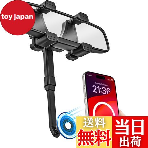 woleyi 車載ホルダー バックミラー用 スマホホルダー Magsafe対応 マグネット式 超強磁力 片手操作 車 ..
