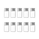 【送料無料】Charmoon 小瓶 ガラス ミニボトル 透明 蓋付き 密閉 粉末 液体 保存 10個 (8ml, シルバー)