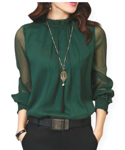 【送料無料】[Dep Club] シアートップス レディース 長袖 フリル ブラウス シースルー トップス 上品 ..