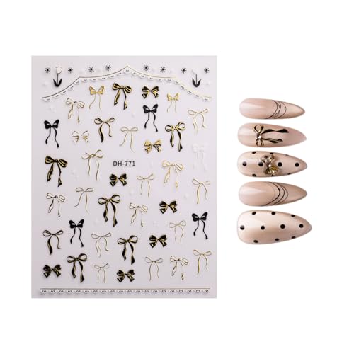 【送料無料】EZ PEACH ネイルシール リボン ネイルステッカー リボン 立体 白 黒 可愛い ネイル用シー..