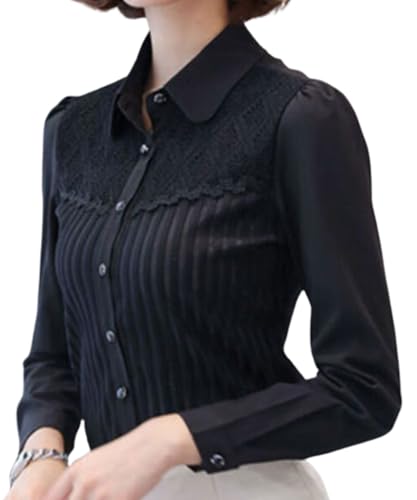 【送料無料】[Elixio] [エリクシオ] ブラウス シャツブラウス シャツ レディース レース 暖かい あったか 裏起毛 ストライプ 長袖 厚手 保温 秋 冬 春 襟つき 上品 おしゃれ オフィス 事務服