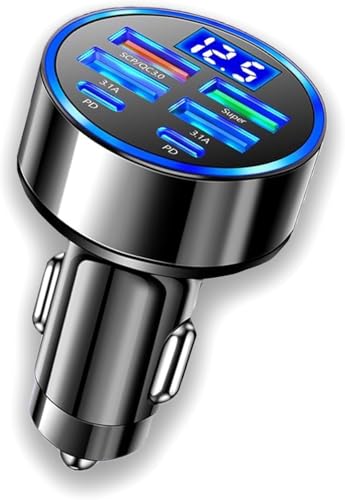 【送料無料】BOOLINN 車載充電器 シガーソケット usb-c & USB【66W 6ポート】カーチャージャー シガーソケット usb PD 20W+QC3.0ポート シガーソケット急速充電 電圧計 LED表示 カー用品 12V-24V車対応 iPhone 14pro/13pro/12/11/X/8 Galaxy S22 S21 Samsung Sony Pixel