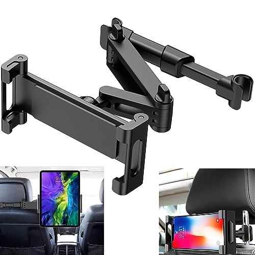 【送料無料】ANKDELL タブレット 車載ホルダー 後部座席 【2024新登場】 スマホ ヘッドレスト ホルダー 伸縮アームスタンド 取付範囲約12cm〜15cm 折り畳み式 360度回転 充電可能ホール付 簡単取付 転落防止 防振 タブレット&スマホ兼用 4.7〜12.9インチ全機種対応 日本