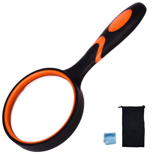 【送料無料】Kitekorosso 手持ちルーペ レンズ径100mm 6倍 大型 拡大鏡 虫眼鏡 拡大レンズ 読書 絵画 ..