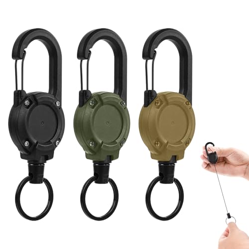 【送料無料】[雲見] リールキーホルダー 頑丈 3個セット キーリール 最長60cm 伸びる 自動スケール キ..