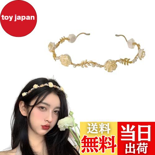 【送料無料】EZ PEACH カチューシャ 花嫁 バラ お花カチューシャ 上品 カジュアル 大人っぽい ヘアアク..