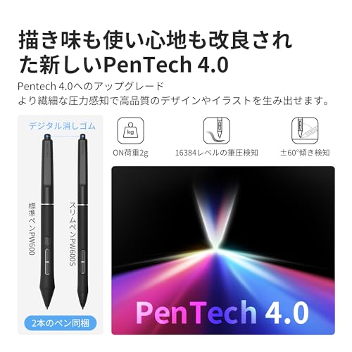 ������̵����HUION �ե��� �վ����֥�å� ��4K�ǥ����ץ쥤 Pentech 4.0�ƥ��Υ������ؤΥ��åץ��졼�ɤΥڥ�PW600&PW600S(Slim) 16384��٥��ɮ�����Τ��б� ����ǥХ����� 1ǯ�᡼����