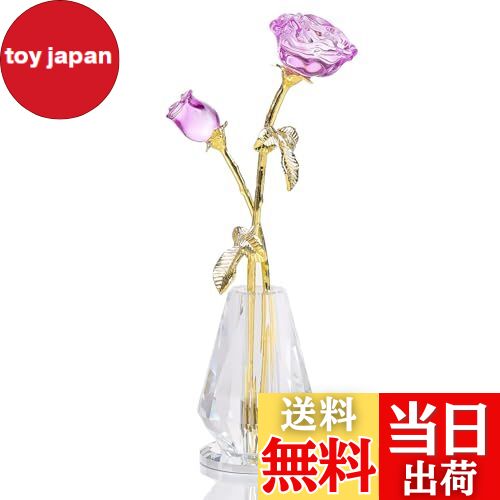 【送料無料】クリスタル バラ花 造花 置物 プレゼント