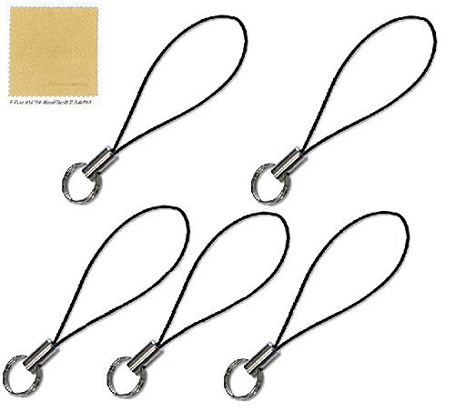 【送料無料】二重リング付きストラップ 金具部分ニッケル 5本入 ブラック + F.Wave オリジナ ...