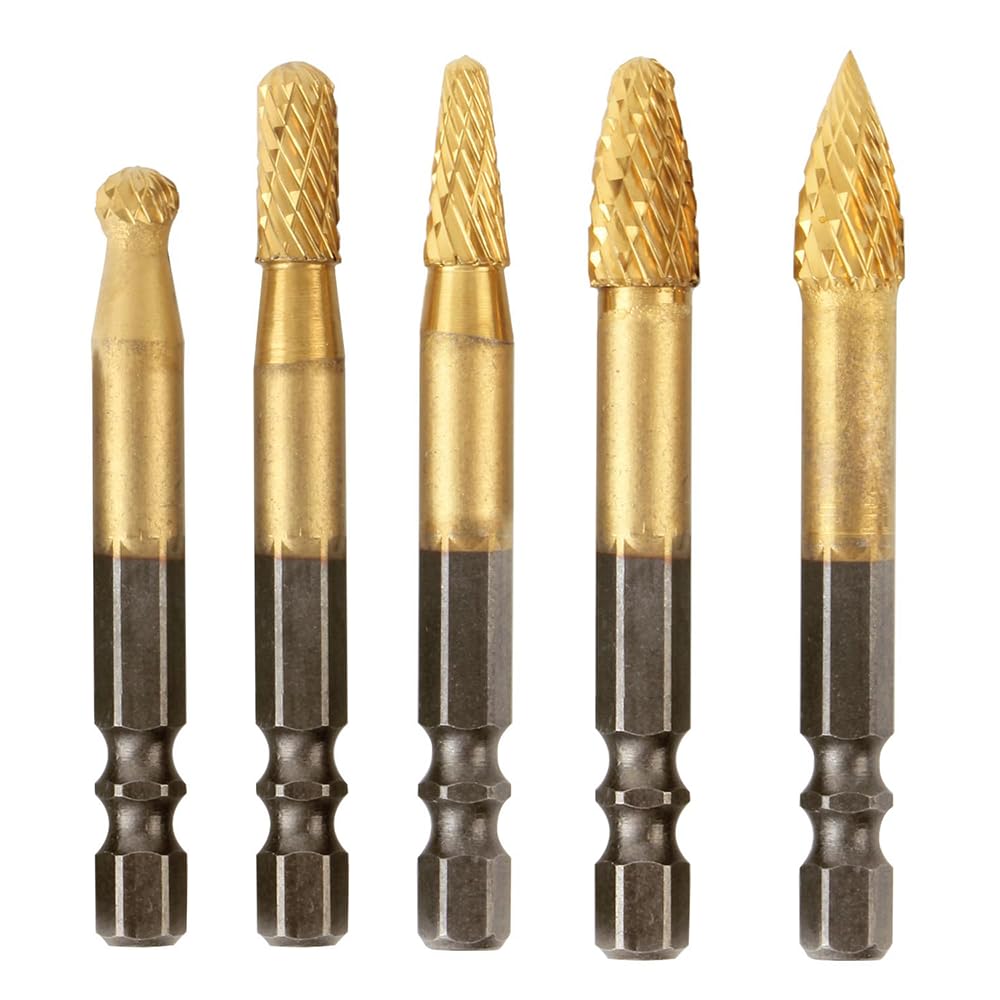 【送料無料】超硬バー タングステンバート 5本セット 六角軸6.35mm 超硬カッター タングステン製 リュ..