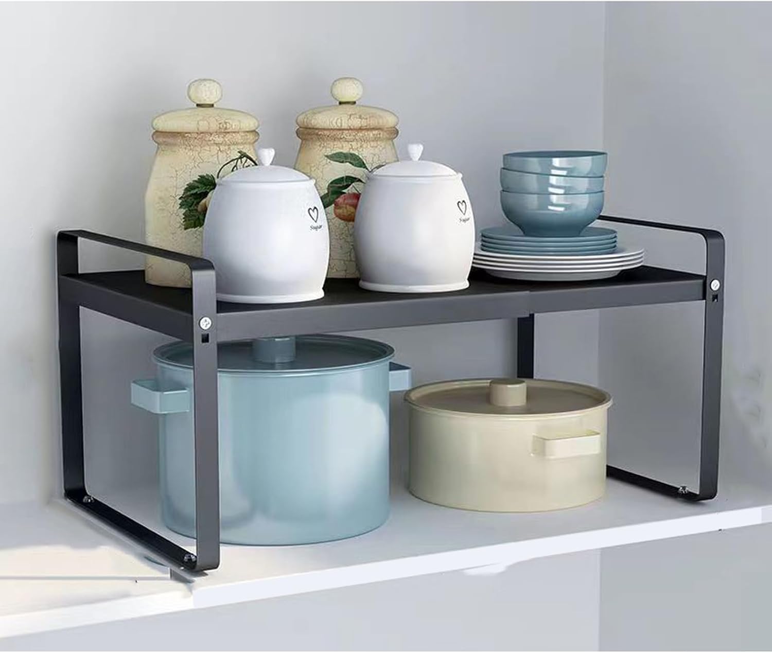 Range Stands - 伸縮 ラック 伸縮ラック トースター 幅38〜60cm ホワイト 伸縮収納ラック キッチンラック レンジラック キッチン トースターラック カウンター 収納 食器棚 収納棚 シンク下 すき間収納 新生