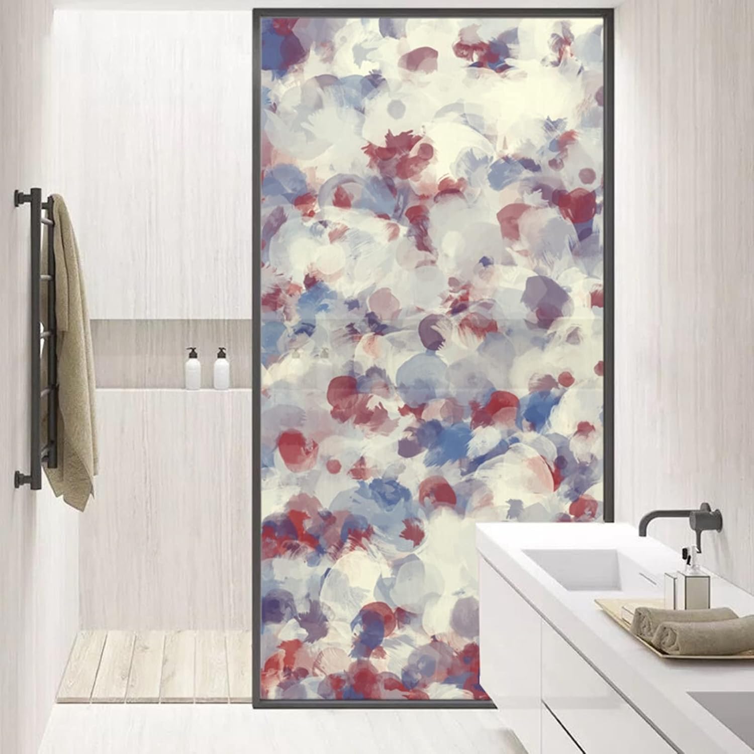 すりガラス風シート ウィンドウフィルム 剥がせる 遮光 インテリア 2枚 ガラス窓用 目隠しシート 断熱 紫外線対策 おしゃれ 風呂場 室内 リビング 浴室 新生活 新築祝い 花柄/民族風 90cm*