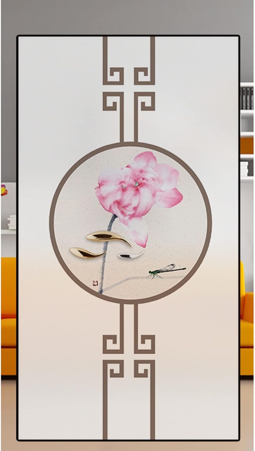 中国風 すりガラス 目隠しシート 窓ガラスフィルム uvカット 遮光 剥がせる 室内 リビング レストラン ..