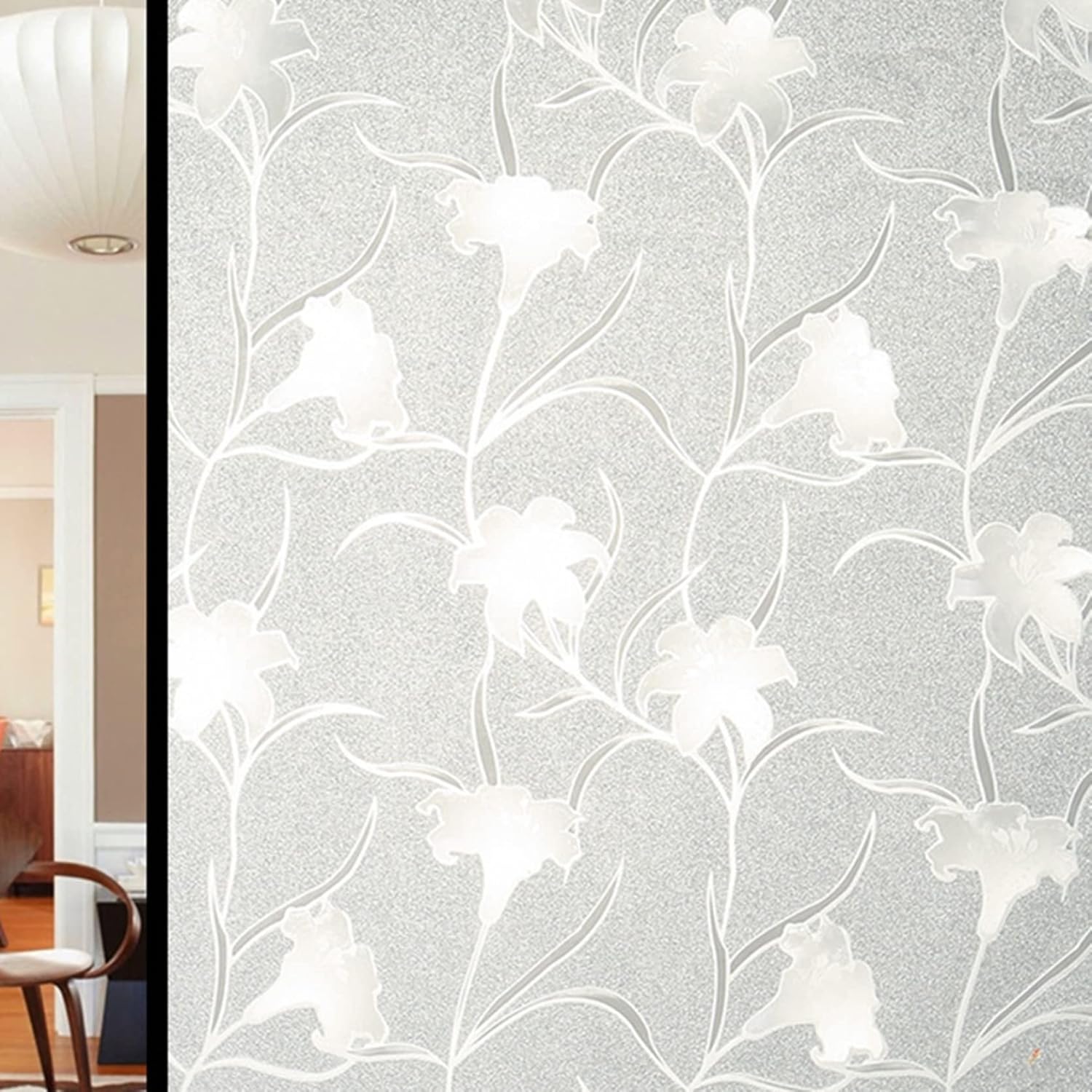 断熱フィルム 窓用 花柄 ガラスシール 貼ってはがせる 水だけで貼れる 目隠しシート 暑さ対策 遮光 紫外線カット すりガラス風シート 新生活 新築祝い お風呂 リビングルーム ベランダ 賃貸適用 イ