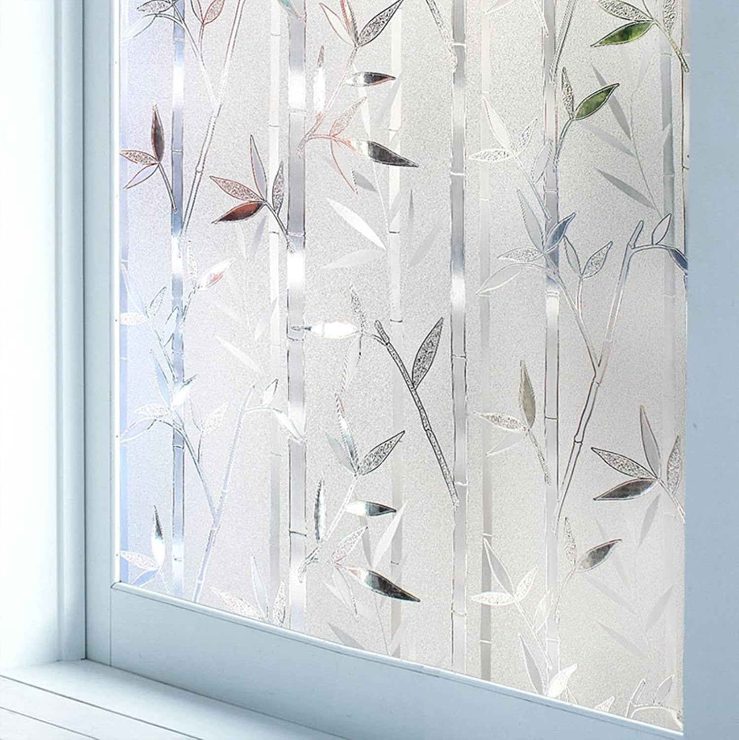 はがせる 窓用フィルム すりがらすシート 3D竹柄 目隠しシール 断熱 水だけで貼れる 遮光 紫外線対策 2M 室内 リビング 浴室 新生活 新築祝い すりガラス風シート おしゃれ 装飾 静電気による