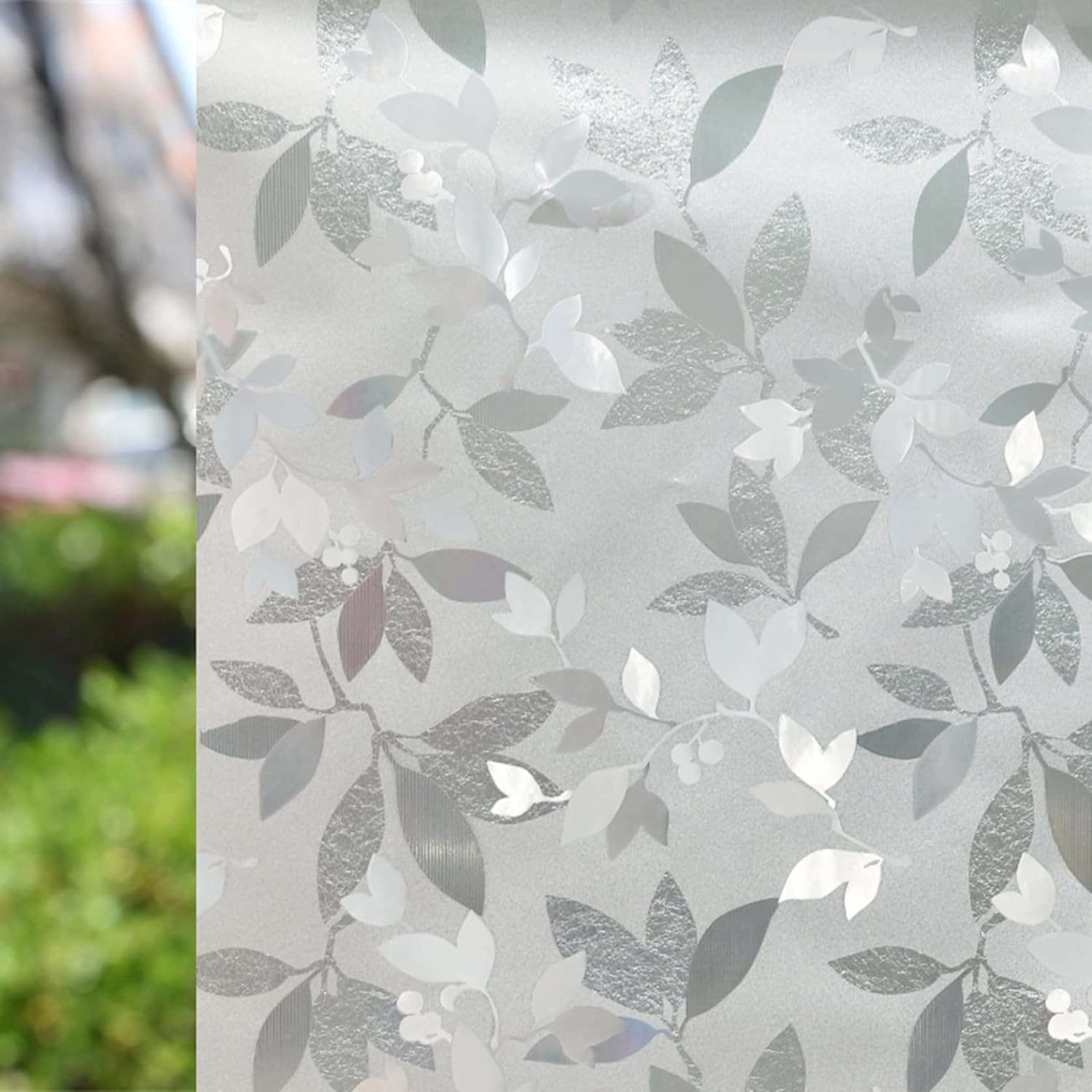 目隠しフィルム すりガラス調 3D効果 窓用 剥がせる 断熱シート 暑さ対策 リーフ柄 花柄 蝶柄 uvカット 目隠し 破片飛散防止 日差しよけ ウィンドウフィルム 水だけ貼れる 装飾 おしゃれ 喫茶