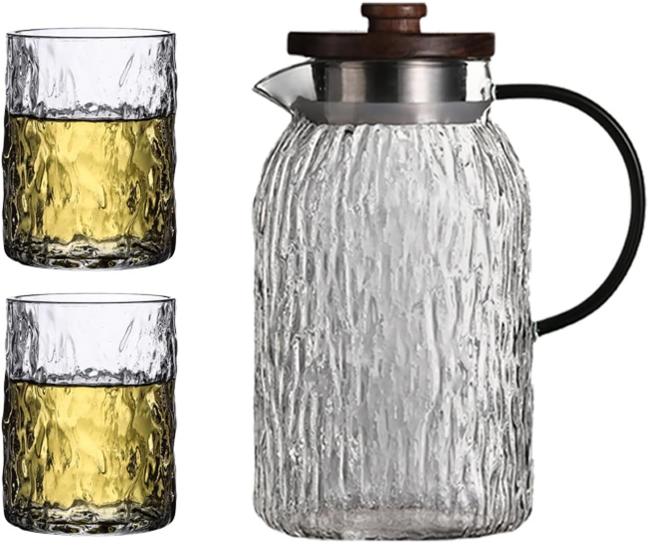 ガラスコップ 1500ML+260ML ケトル オフィス 家族/バー/ピクニック/パーティーに最適 雑貨 家用 可愛い お茶 お酒 贈り物 飲み物 キッチン用 耐熱 ジュース ミルク ティー コーヒー