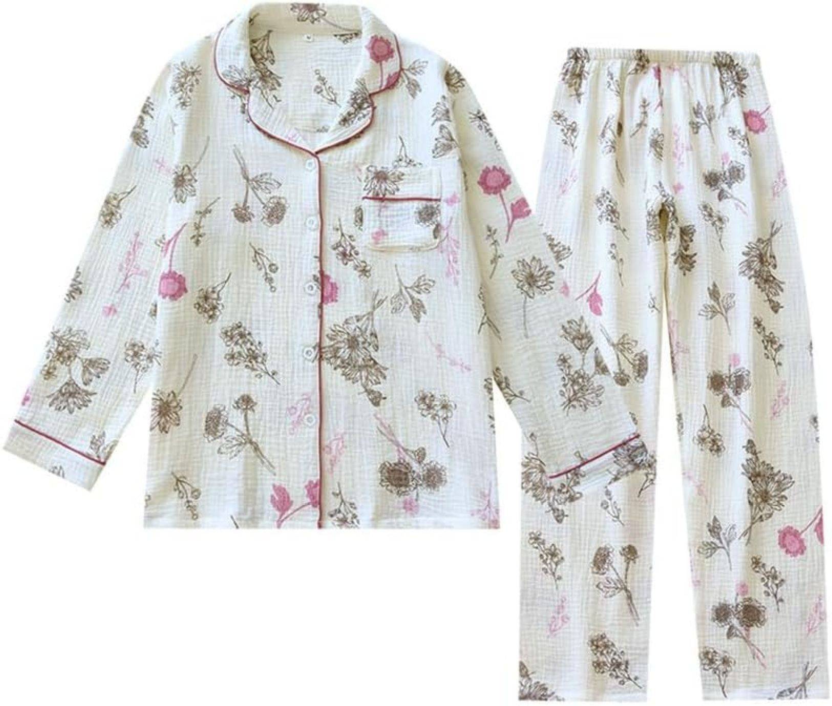 綿 シャツ パンツ 向日葵柄 ガーゼパジャマ レディース ルームウェア 上下セット コットン部屋着