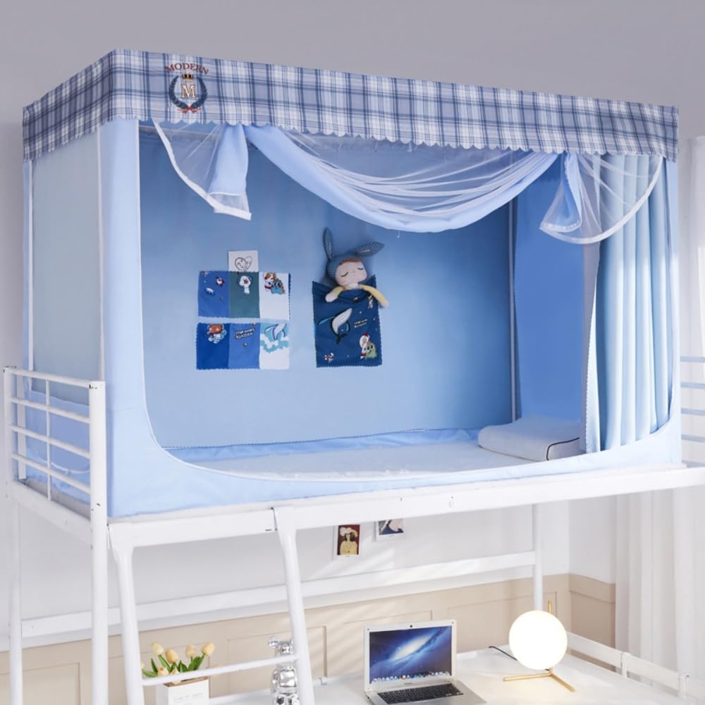 蚊帳 学生寮 室内カーテン シングルベッド 上段と下段蚊帳 ベッドテント プライバシーテント 遮光 通気..