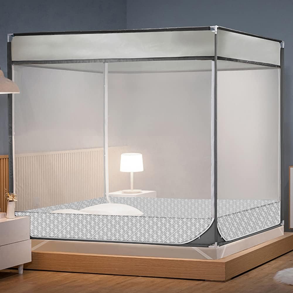 蚊帳 底付き シングルベッド用 ダブルベッド 3ドア設計 かや 密度が高い 蚊帳 ベッド用 畳 大型 キャン..