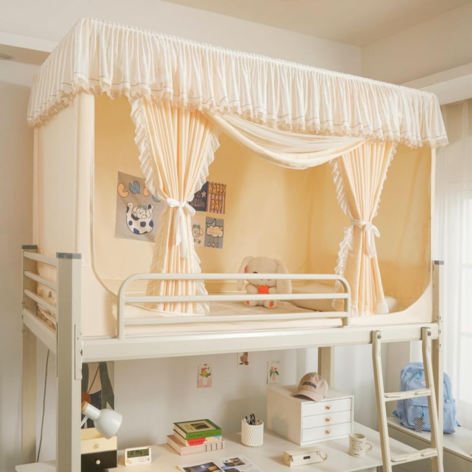 蚊帳 学生 シングルベッド 室内カーテン プライバシーテント ベッドテント 全方位 遮光 通気性 防虫 防..