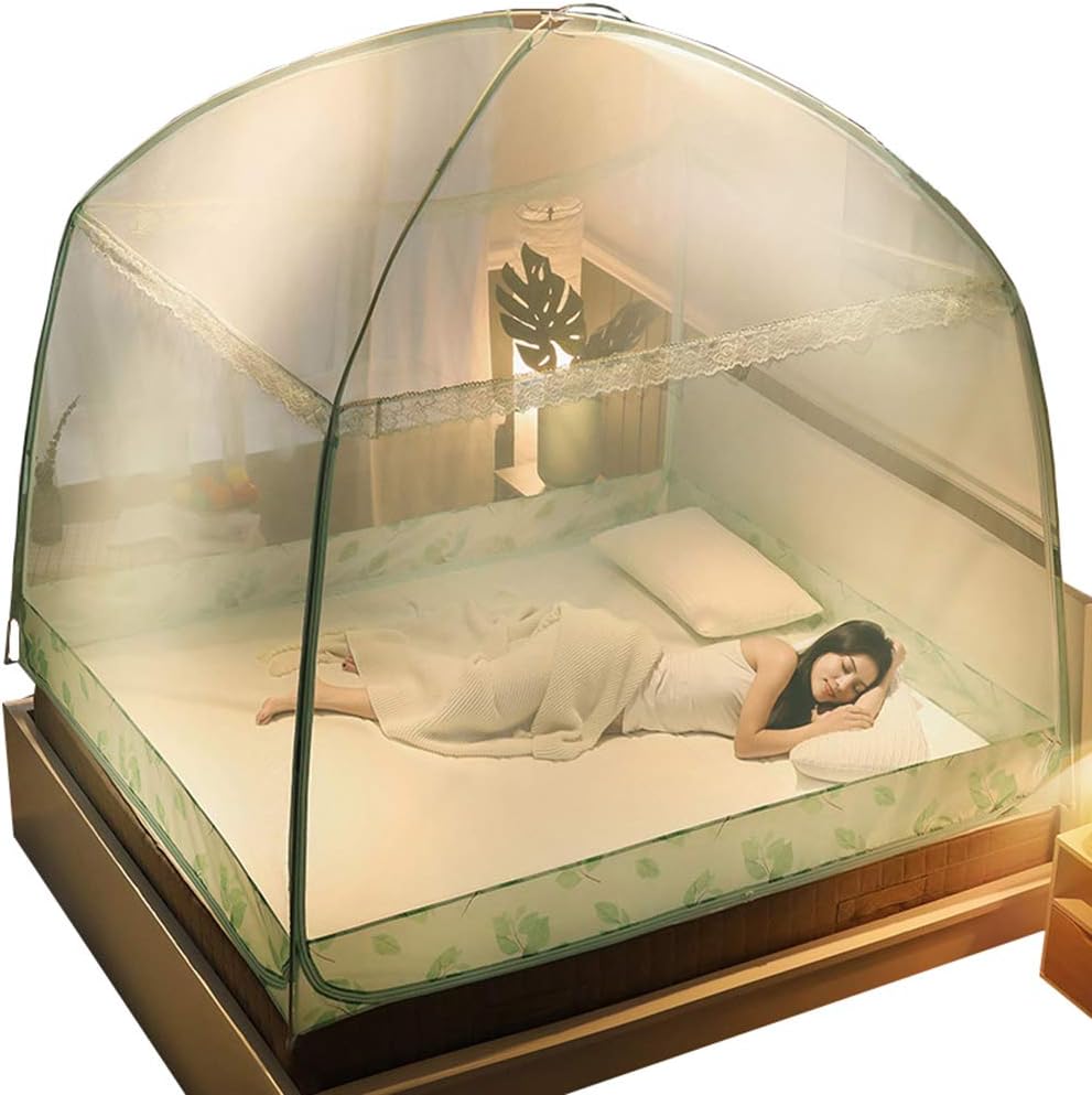 ワンタッチ 蚊帳 折りたたみ式 底つき むかで 密度が高い 虫除け生地付き 害虫侵入防ぎ かや 収納便利