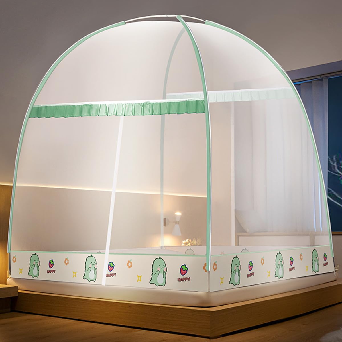 蚊帳 かや テント式 2ドアタイプ 蚊帳んぽ モスキートネット 150*200*150cm ワンタッチ 蚊よけ 底生地..