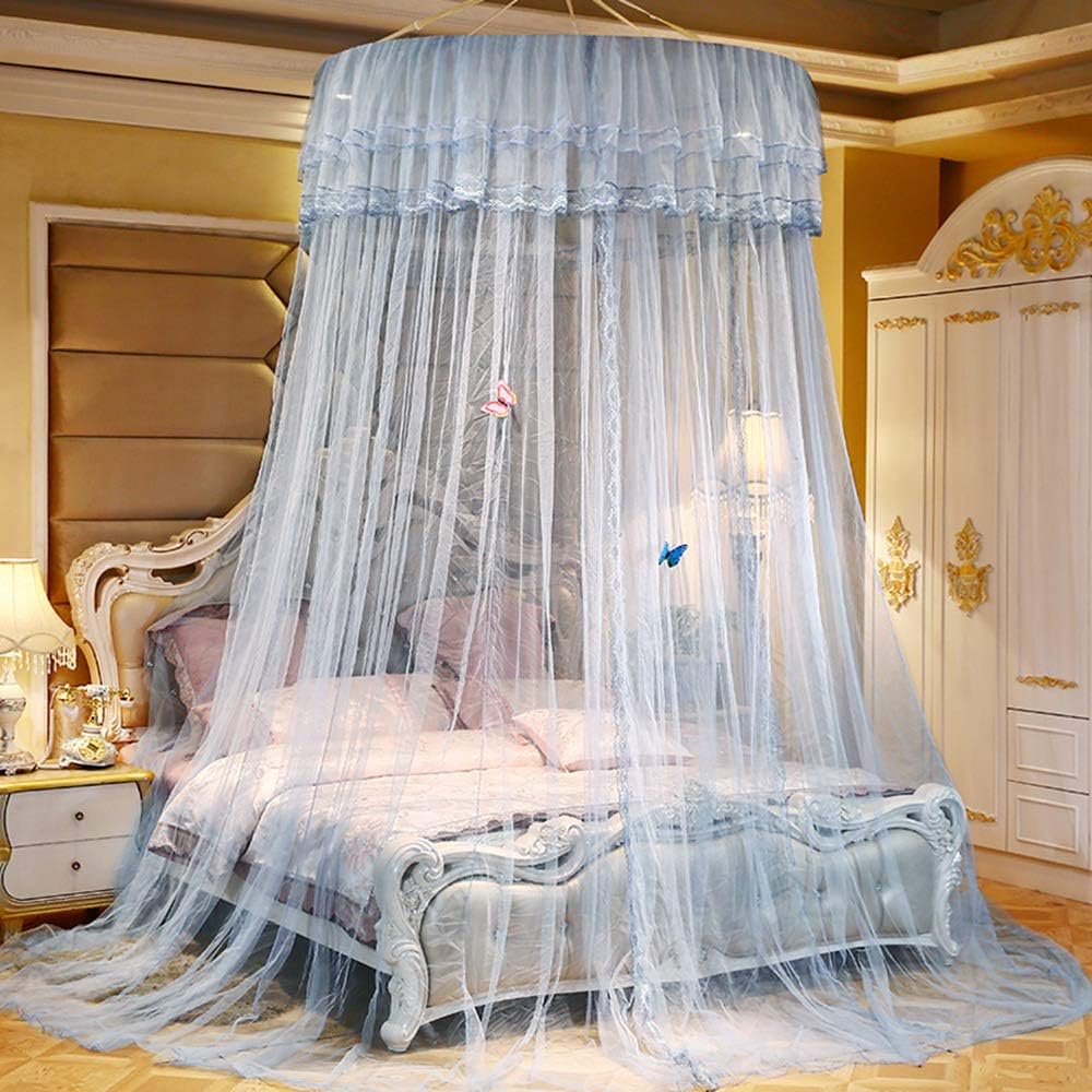 蚊帳 天蓋カーテン モスキートネット お姫様気分 オシャレ 円柱形 吊り下げ かや フック付き プリンセ..