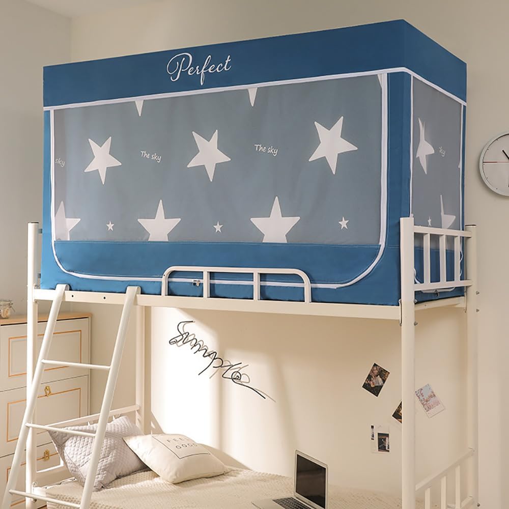 蚊帳 かや ベッドテント 学生寮 プライバシーテント プライバシー保護蚊帳 遮光 三開け 通気性防塵 (星..